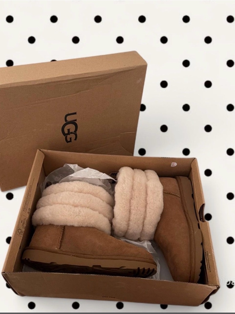 UGG Short Sheepskin Boots in Chestnut with Cream Cuff